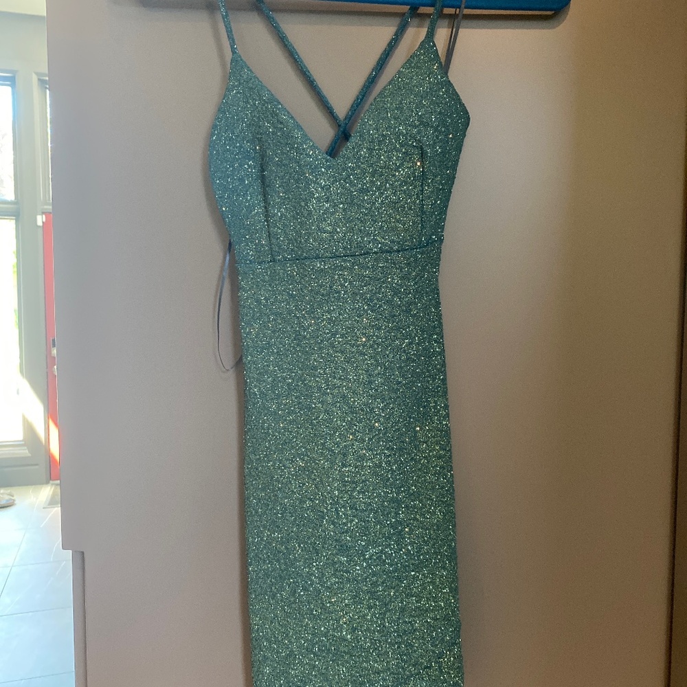 Gorgeous green sparkly mini dress